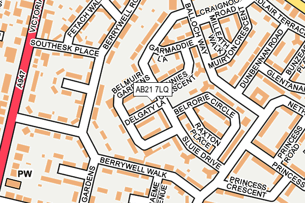 AB21 7LQ map - OS OpenMap – Local (Ordnance Survey) AB21 7LQ map - OS OpenMap – Local (Ordnance Survey)