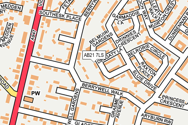AB21 7LS map - OS OpenMap – Local (Ordnance Survey) AB21 7LS map - OS OpenMap – Local (Ordnance Survey)