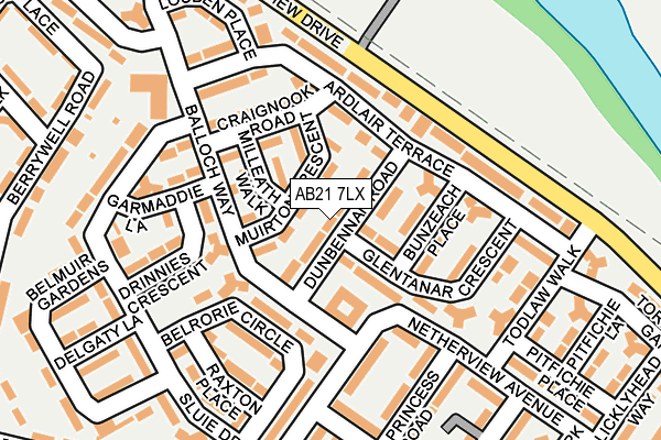 AB21 7LX map - OS OpenMap – Local (Ordnance Survey) AB21 7LX map - OS OpenMap – Local (Ordnance Survey)
