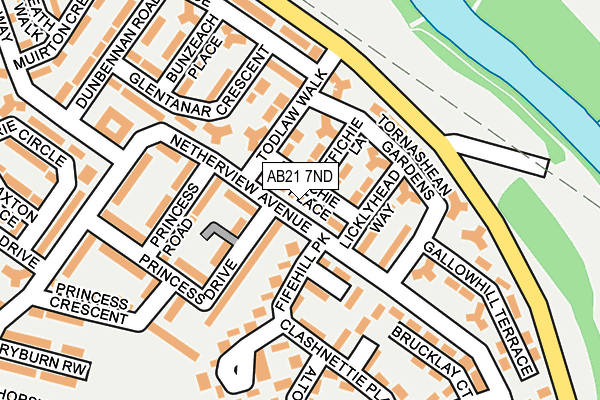 AB21 7ND map - OS OpenMap – Local (Ordnance Survey) AB21 7ND map - OS OpenMap – Local (Ordnance Survey)