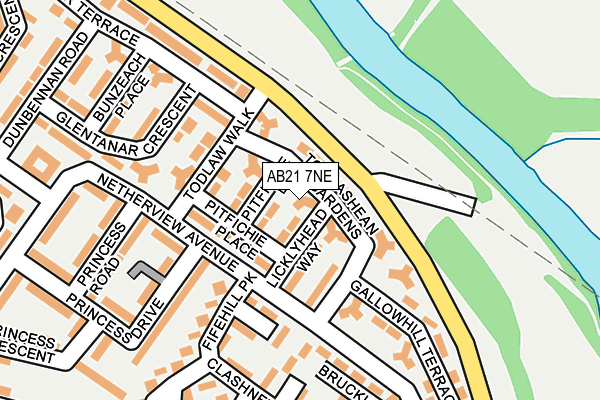 AB21 7NE map - OS OpenMap – Local (Ordnance Survey) AB21 7NE map - OS OpenMap – Local (Ordnance Survey)