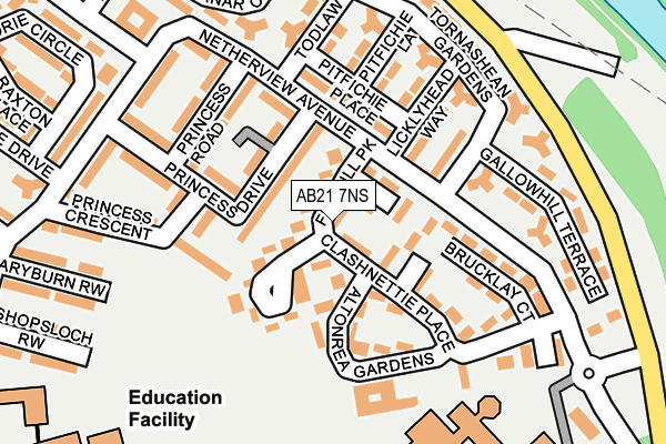 AB21 7NS map - OS OpenMap – Local (Ordnance Survey) AB21 7NS map - OS OpenMap – Local (Ordnance Survey)
