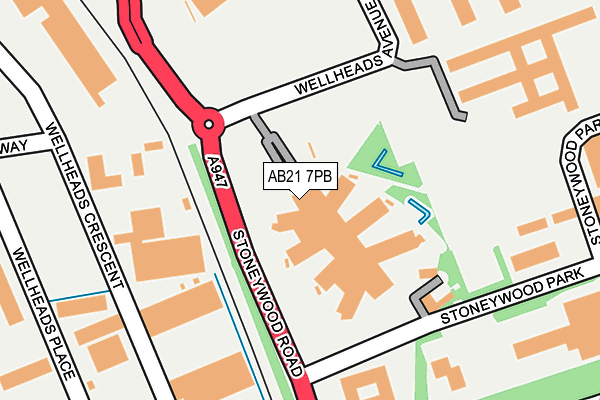AB21 7PB map - OS OpenMap – Local (Ordnance Survey) AB21 7PB map - OS OpenMap – Local (Ordnance Survey)