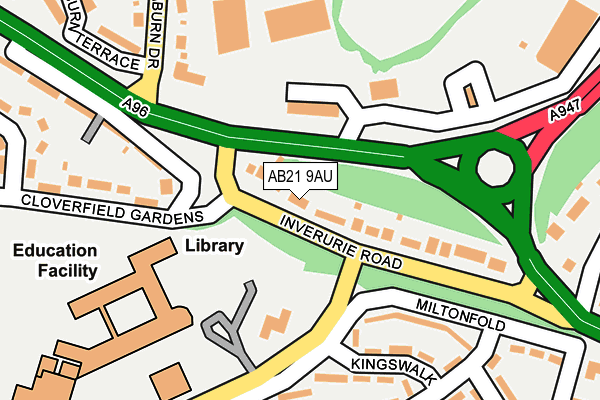 AB21 9AU map - OS OpenMap – Local (Ordnance Survey) AB21 9AU map - OS OpenMap – Local (Ordnance Survey)