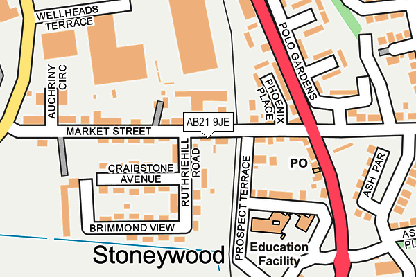 AB21 9JE map - OS OpenMap – Local (Ordnance Survey)