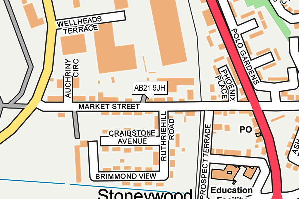 AB21 9JH map - OS OpenMap – Local (Ordnance Survey)