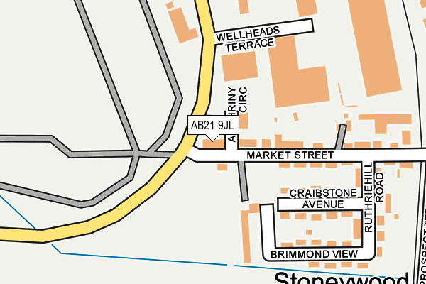 AB21 9JL map - OS OpenMap – Local (Ordnance Survey)