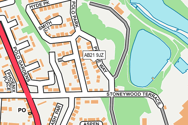 AB21 9JZ map - OS OpenMap – Local (Ordnance Survey) AB21 9JZ map - OS OpenMap – Local (Ordnance Survey)