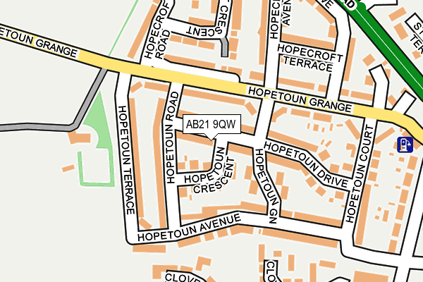 AB21 9QW map - OS OpenMap – Local (Ordnance Survey) AB21 9QW map - OS OpenMap – Local (Ordnance Survey)