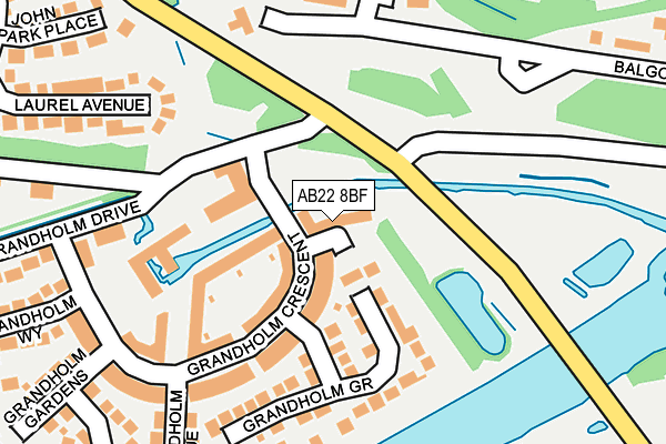 AB22 8BF map - OS OpenMap – Local (Ordnance Survey) AB22 8BF map - OS OpenMap – Local (Ordnance Survey)