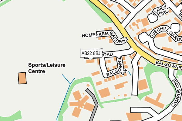 AB22 8BJ map - OS OpenMap – Local (Ordnance Survey) AB22 8BJ map - OS OpenMap – Local (Ordnance Survey)