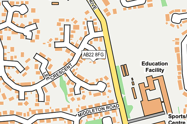 AB22 8FG map - OS OpenMap – Local (Ordnance Survey) AB22 8FG map - OS OpenMap – Local (Ordnance Survey)