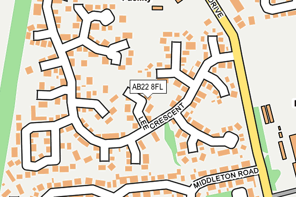 AB22 8FL map - OS OpenMap – Local (Ordnance Survey) AB22 8FL map - OS OpenMap – Local (Ordnance Survey)