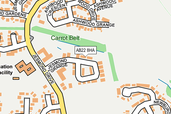 AB22 8HA map - OS OpenMap – Local (Ordnance Survey) AB22 8HA map - OS OpenMap – Local (Ordnance Survey)