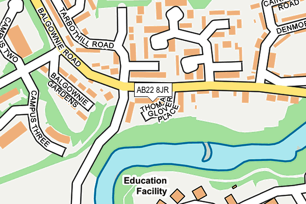 AB22 8JR map - OS OpenMap – Local (Ordnance Survey) AB22 8JR map - OS OpenMap – Local (Ordnance Survey)