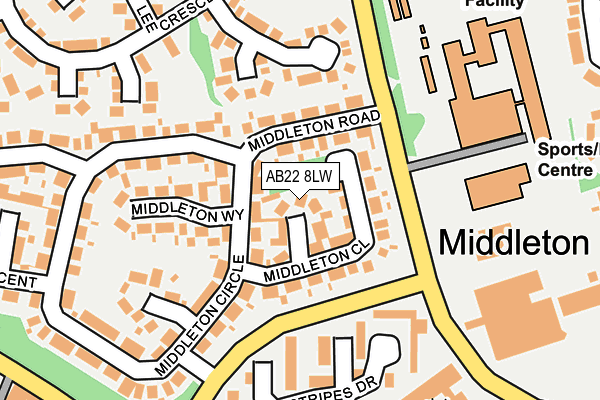 AB22 8LW map - OS OpenMap – Local (Ordnance Survey) AB22 8LW map - OS OpenMap – Local (Ordnance Survey)