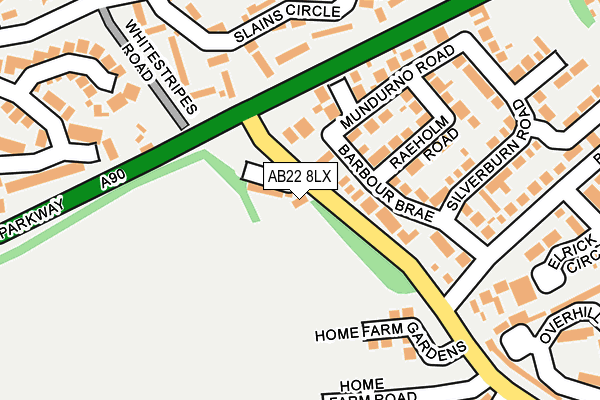 AB22 8LX map - OS OpenMap – Local (Ordnance Survey) AB22 8LX map - OS OpenMap – Local (Ordnance Survey)