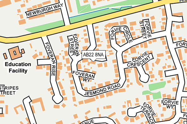 AB22 8NA map - OS OpenMap – Local (Ordnance Survey) AB22 8NA map - OS OpenMap – Local (Ordnance Survey)