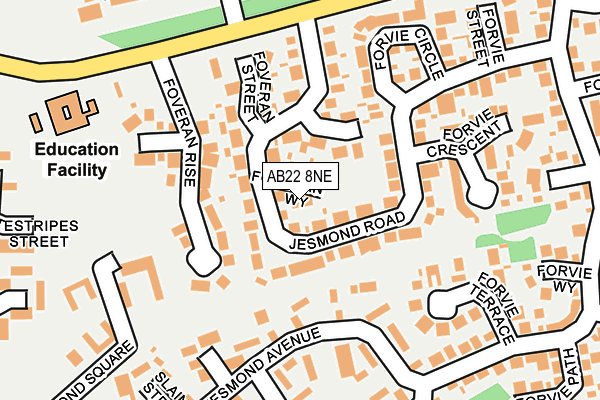 AB22 8NE map - OS OpenMap – Local (Ordnance Survey) AB22 8NE map - OS OpenMap – Local (Ordnance Survey)