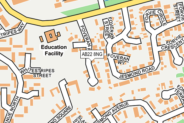 AB22 8NG map - OS OpenMap – Local (Ordnance Survey) AB22 8NG map - OS OpenMap – Local (Ordnance Survey)
