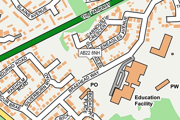 AB22 8NH map - OS OpenMap – Local (Ordnance Survey)