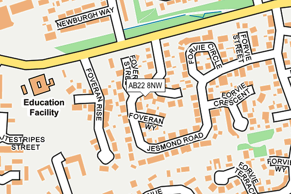 AB22 8NW map - OS OpenMap – Local (Ordnance Survey) AB22 8NW map - OS OpenMap – Local (Ordnance Survey)