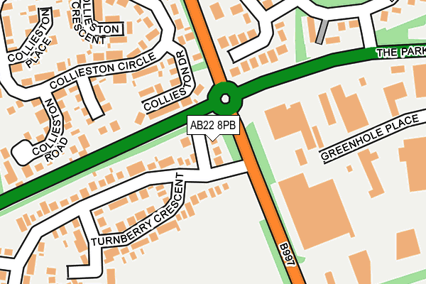 AB22 8PB map - OS OpenMap – Local (Ordnance Survey) AB22 8PB map - OS OpenMap – Local (Ordnance Survey)