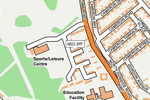 AB22 8PF map - OS OpenMap – Local (Ordnance Survey)