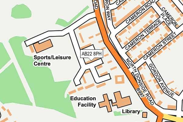 AB22 8PH map - OS OpenMap – Local (Ordnance Survey)