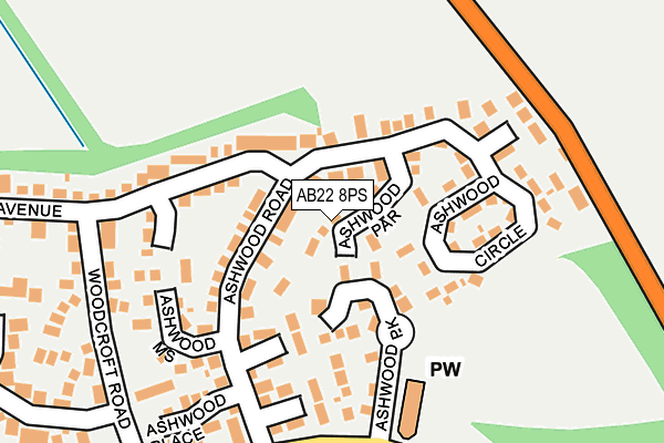 AB22 8PS map - OS OpenMap – Local (Ordnance Survey) AB22 8PS map - OS OpenMap – Local (Ordnance Survey)