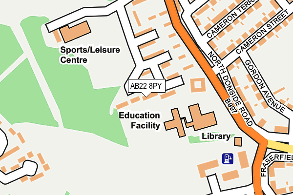 AB22 8PY map - OS OpenMap – Local (Ordnance Survey)