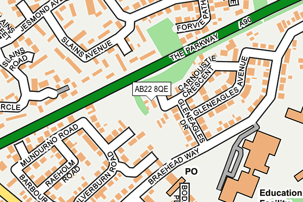 AB22 8QE map - OS OpenMap – Local (Ordnance Survey) AB22 8QE map - OS OpenMap – Local (Ordnance Survey)