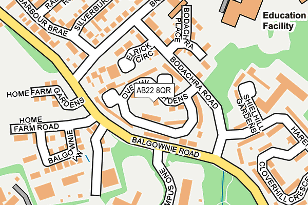 AB22 8QR map - OS OpenMap – Local (Ordnance Survey) AB22 8QR map - OS OpenMap – Local (Ordnance Survey)