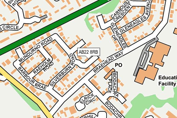 AB22 8RB map - OS OpenMap – Local (Ordnance Survey) AB22 8RB map - OS OpenMap – Local (Ordnance Survey)
