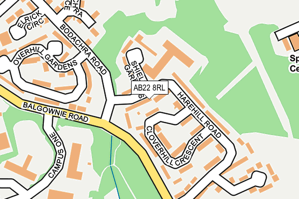 AB22 8RL map - OS OpenMap – Local (Ordnance Survey) AB22 8RL map - OS OpenMap – Local (Ordnance Survey)