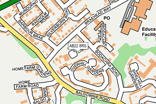 AB22 8RS map - OS OpenMap – Local (Ordnance Survey) AB22 8RS map - OS OpenMap – Local (Ordnance Survey)