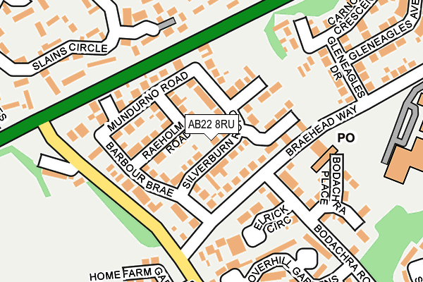 AB22 8RU map - OS OpenMap – Local (Ordnance Survey) AB22 8RU map - OS OpenMap – Local (Ordnance Survey)