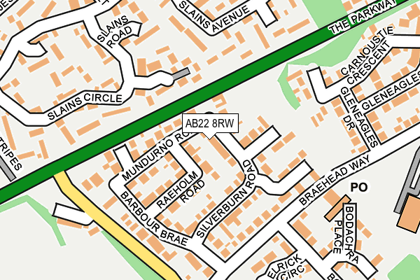 AB22 8RW map - OS OpenMap – Local (Ordnance Survey) AB22 8RW map - OS OpenMap – Local (Ordnance Survey)