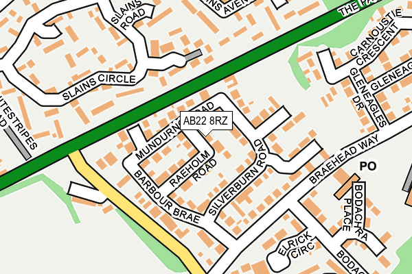 AB22 8RZ map - OS OpenMap – Local (Ordnance Survey) AB22 8RZ map - OS OpenMap – Local (Ordnance Survey)