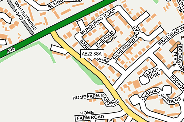 AB22 8SA map - OS OpenMap – Local (Ordnance Survey) AB22 8SA map - OS OpenMap – Local (Ordnance Survey)