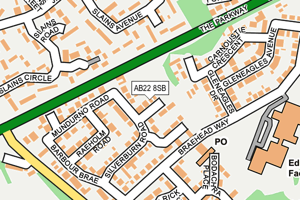 AB22 8SB map - OS OpenMap – Local (Ordnance Survey) AB22 8SB map - OS OpenMap – Local (Ordnance Survey)