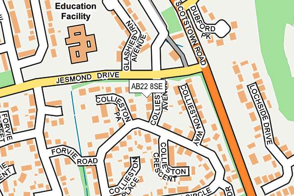 AB22 8SE map - OS OpenMap – Local (Ordnance Survey) AB22 8SE map - OS OpenMap – Local (Ordnance Survey)