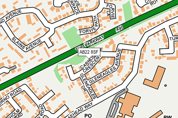 AB22 8SF map - OS OpenMap – Local (Ordnance Survey) AB22 8SF map - OS OpenMap – Local (Ordnance Survey)