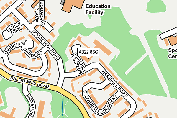 AB22 8SG map - OS OpenMap – Local (Ordnance Survey) AB22 8SG map - OS OpenMap – Local (Ordnance Survey)