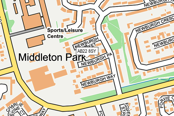 AB22 8SY map - OS OpenMap – Local (Ordnance Survey) AB22 8SY map - OS OpenMap – Local (Ordnance Survey)