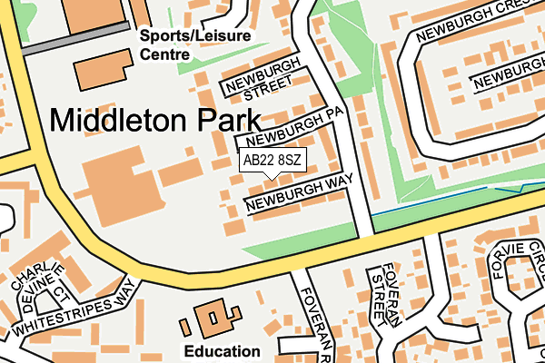 AB22 8SZ map - OS OpenMap – Local (Ordnance Survey) AB22 8SZ map - OS OpenMap – Local (Ordnance Survey)