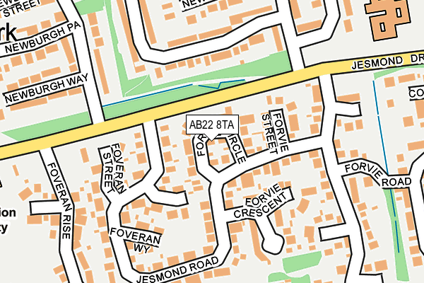 AB22 8TA map - OS OpenMap – Local (Ordnance Survey) AB22 8TA map - OS OpenMap – Local (Ordnance Survey)