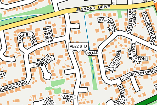 AB22 8TD map - OS OpenMap – Local (Ordnance Survey) AB22 8TD map - OS OpenMap – Local (Ordnance Survey)