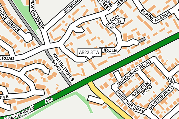 AB22 8TW map - OS OpenMap – Local (Ordnance Survey) AB22 8TW map - OS OpenMap – Local (Ordnance Survey)