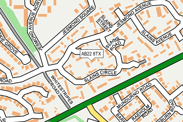 AB22 8TX map - OS OpenMap – Local (Ordnance Survey) AB22 8TX map - OS OpenMap – Local (Ordnance Survey)